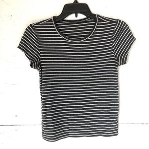 AEO black and white striped high neck t-shirt